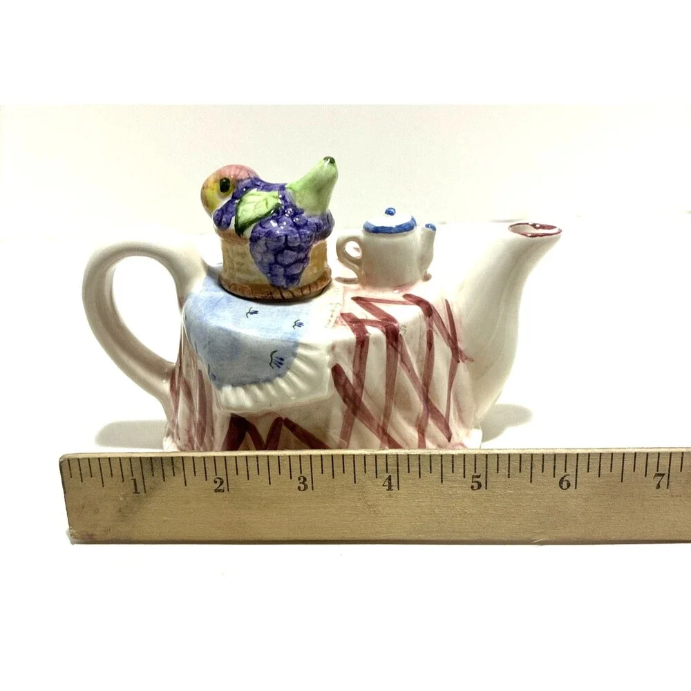 Vintage SUNSHINE Ceramic Novelty Teapot Table with Fruit and Tea - 1987 England